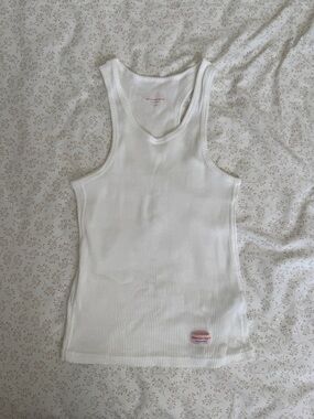Alexander Wang White Ribbed Tank Top